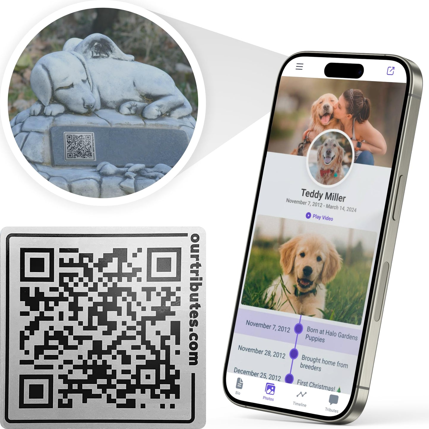 Pet Memorial Outdoor QR Plaque and Webpage