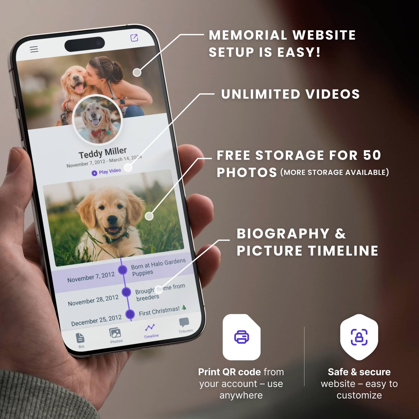 Pet Memorial Outdoor QR Plaque and Webpage