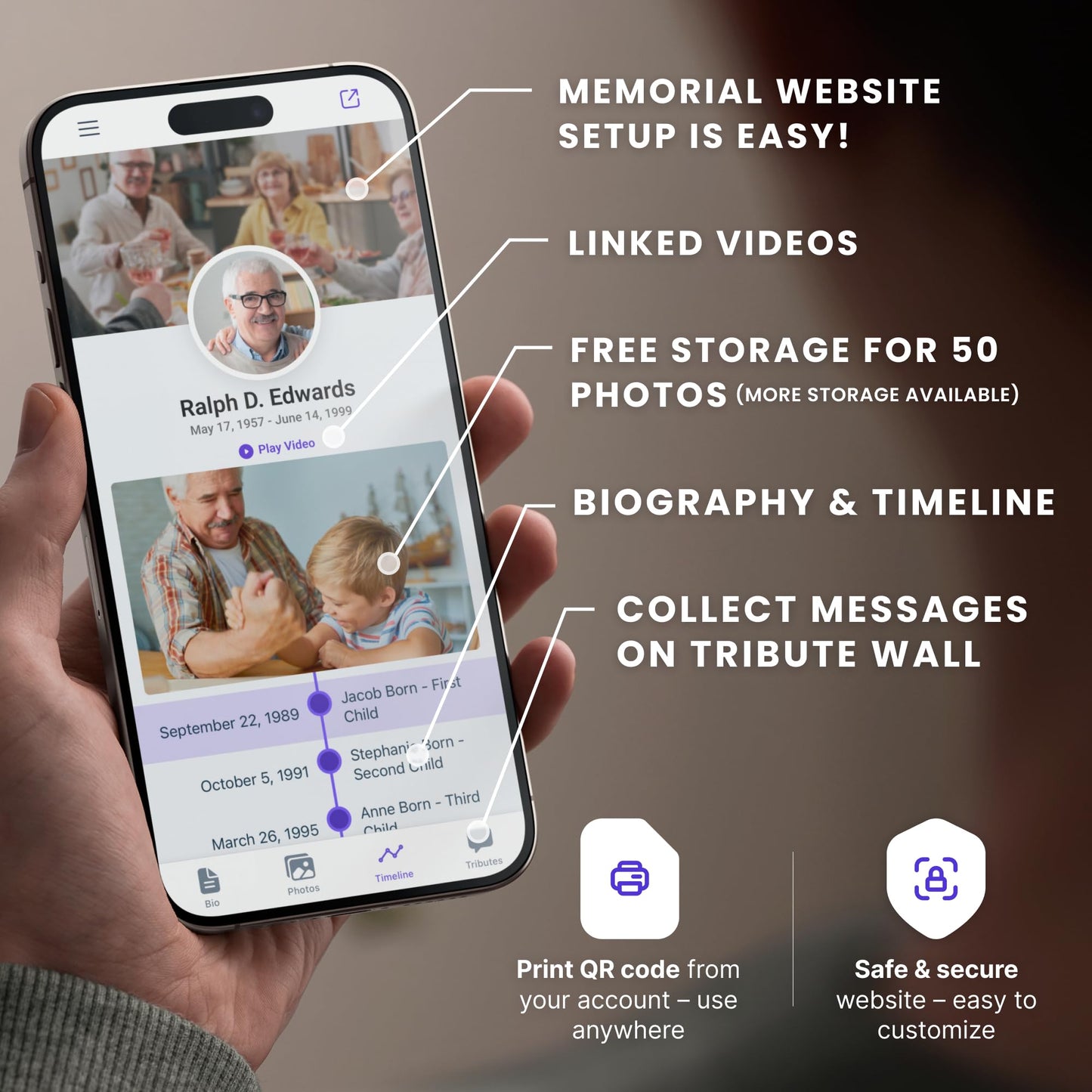 Memorial Picture Frame and QR Code Webpage