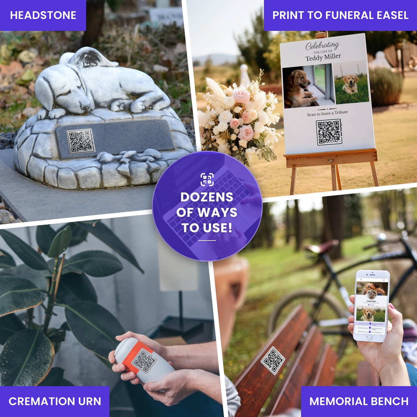 Pet Memorial Outdoor QR Plaque and Webpage