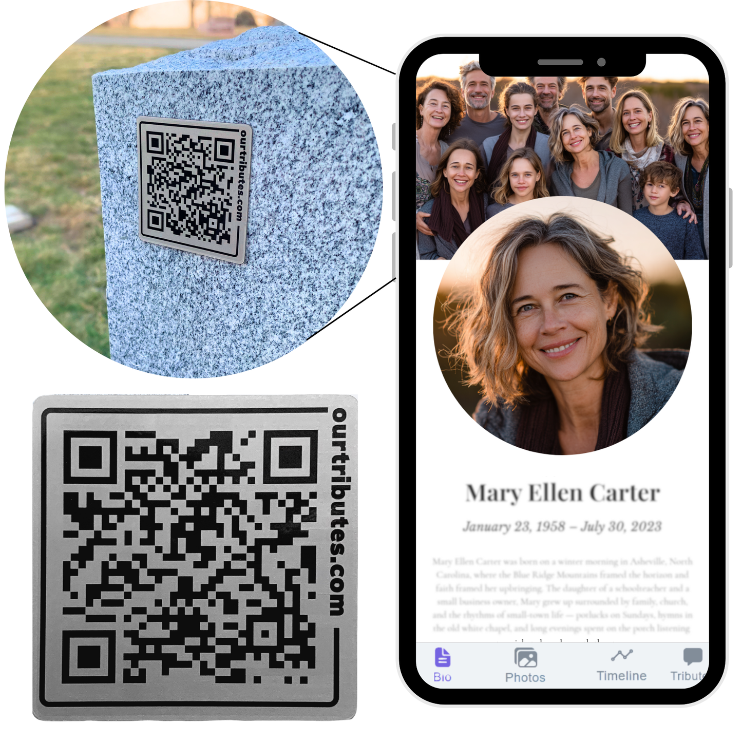Stainless Steel QR Plaque for Cemetery Headstone