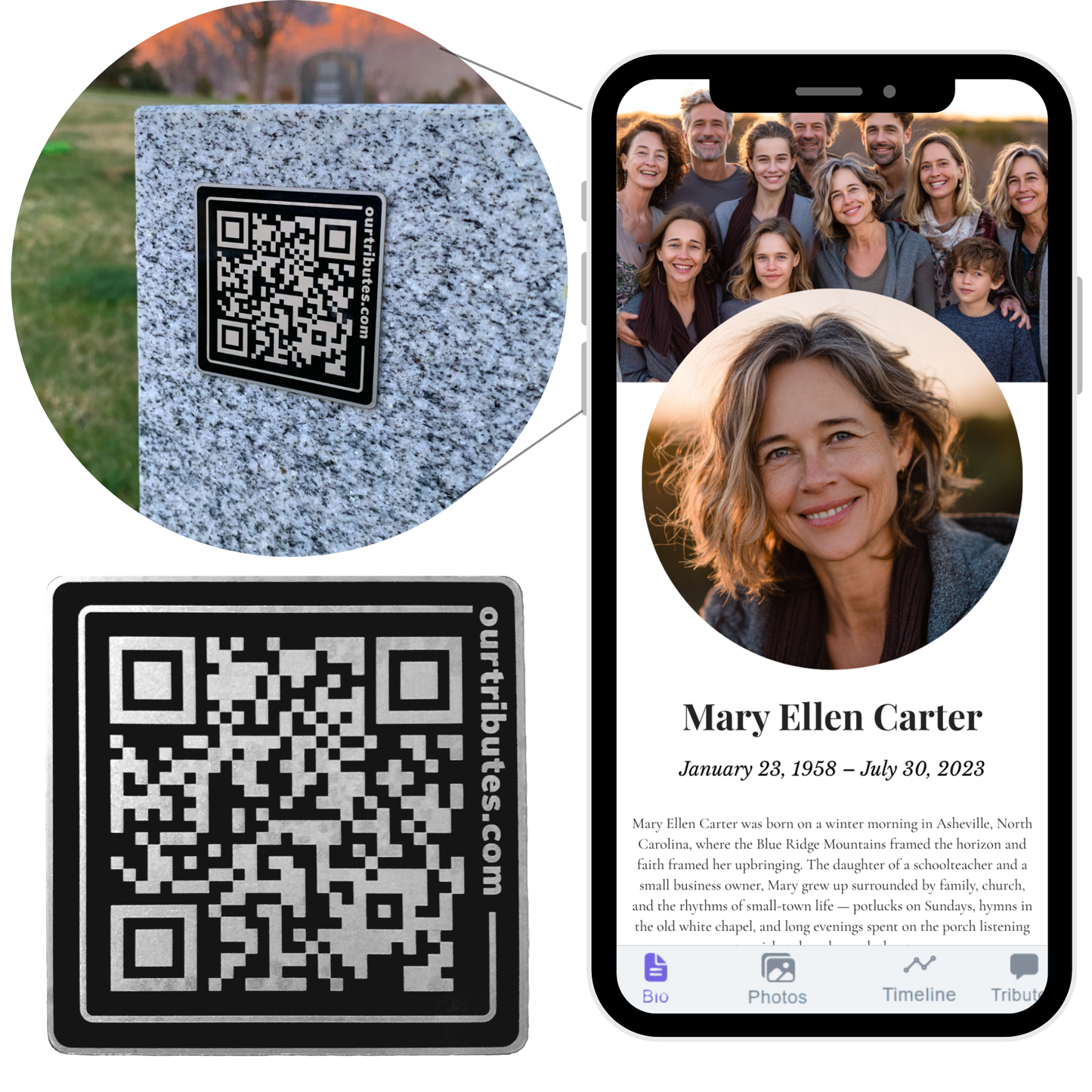 Stainless Steel QR Plaque for Cemetery Headstone