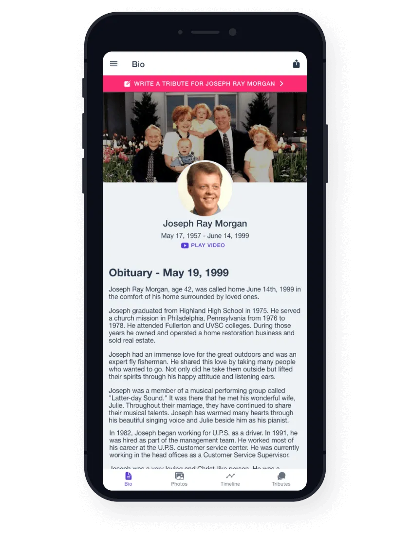 Memorial Webpage Image